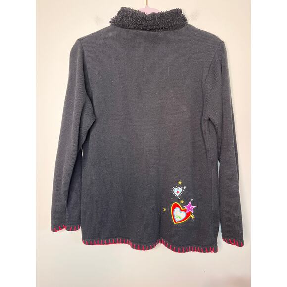 NWT 2000s Y2K Quacker Factory Christmas Angels Holiday Glam Sparkle Cardigan M - Picture 5 of 5